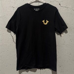 True Religion Black Tee with Gold Emblem